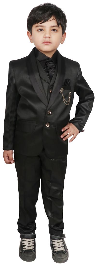 

SG YUVRAJ Coat Pant with Waistcoat set For Boys (Black)