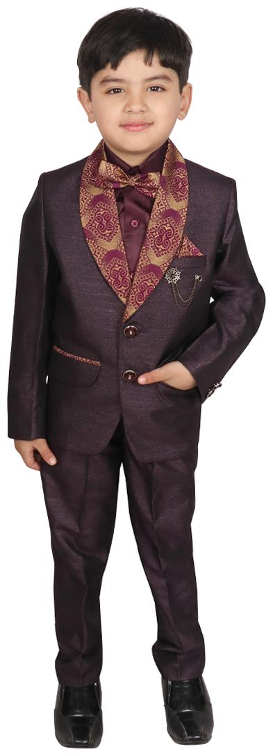 

SG YUVRAJ Coat Pant set For Boys (Brown)