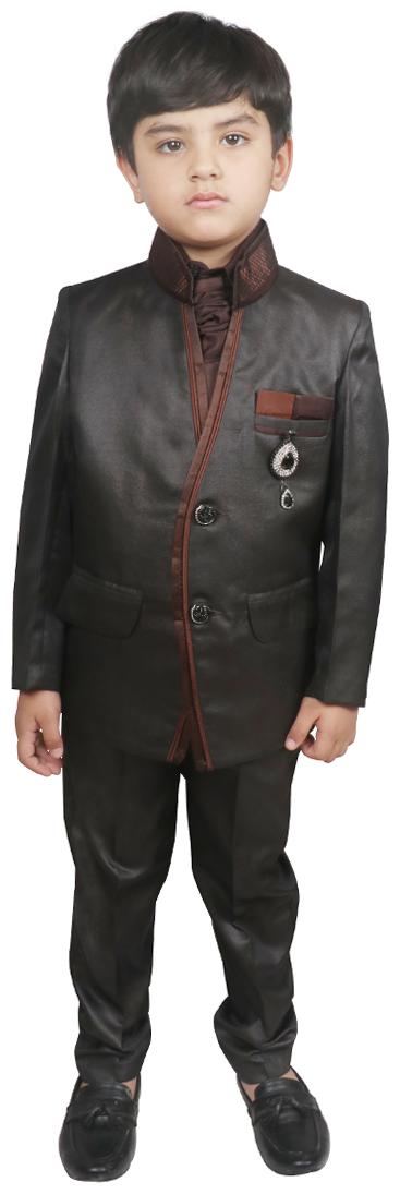 

SG YUVRAJ Coat Pant set For Boys (Brown Black)