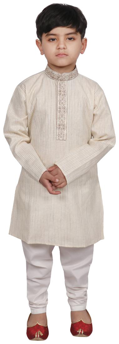 

SG YUVRAJ Boy Cotton Embellished Kurta pyjama set - White