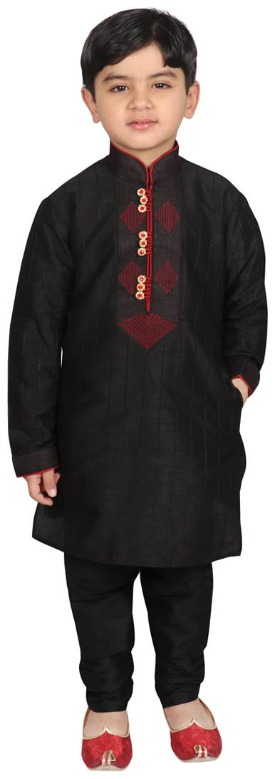 

SG YUVRAJ Boy Cotton Printed Kurta pyjama set - Black