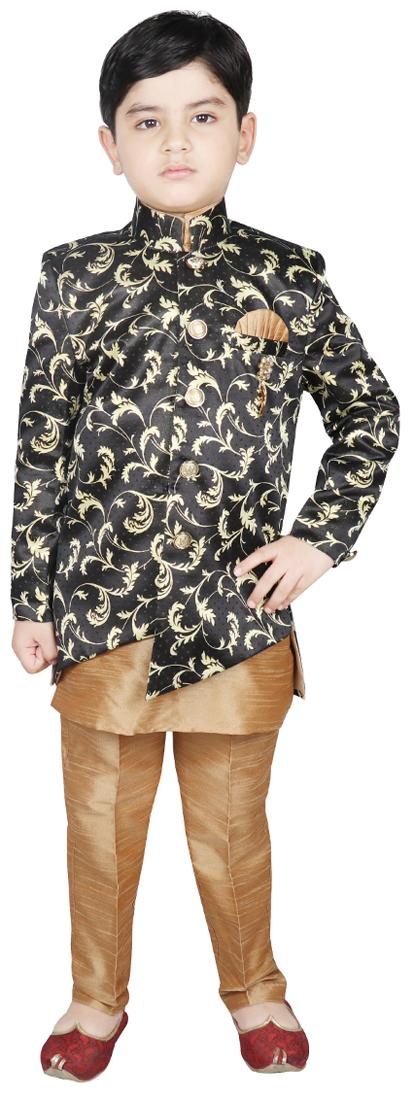 

SG YUVRAJ Boy Art silk Printed Kurta pyjama set - Multi