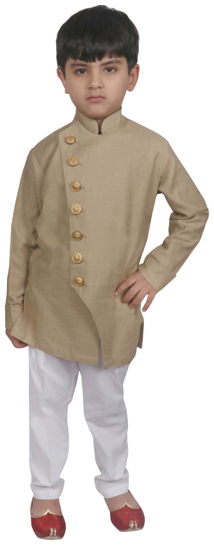 

SG YUVRAJ Boy Raw silk Solid Dhoti kurta - Grey