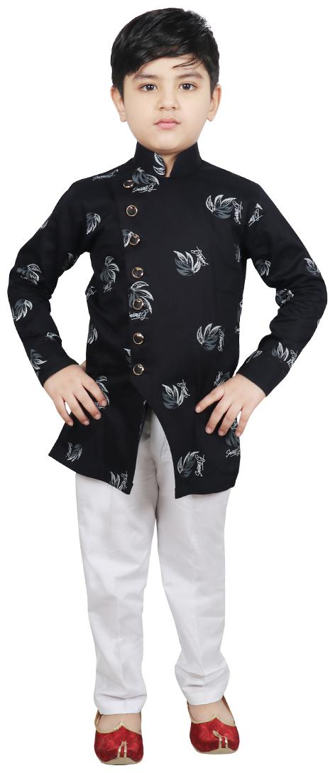 

SG YUVRAJ Boy Cotton Printed Kurta pyjama set - Blue White