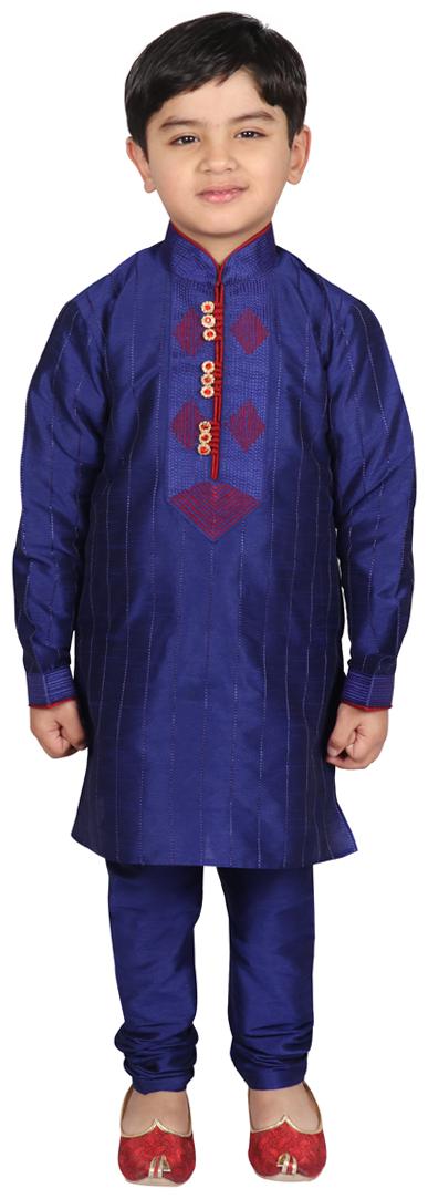 

SG YUVRAJ Boy Cotton Printed Kurta pyjama set - Blue