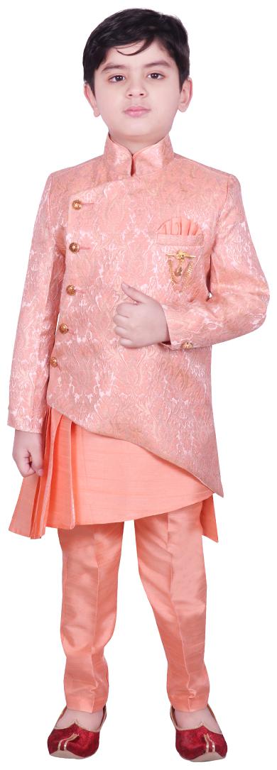 

SG YUVRAJ Boy Cotton Self design Kurta pyjama set - Pink