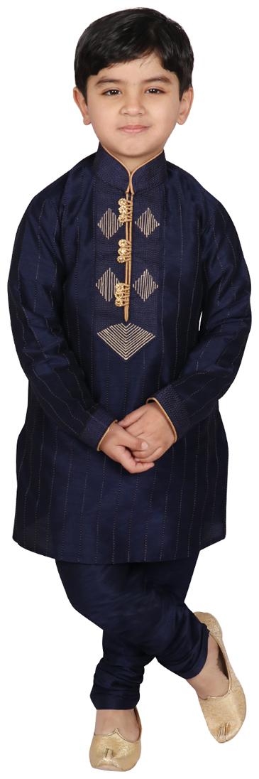 

SG YUVRAJ Boy Cotton Printed Kurta pyjama set - Blue