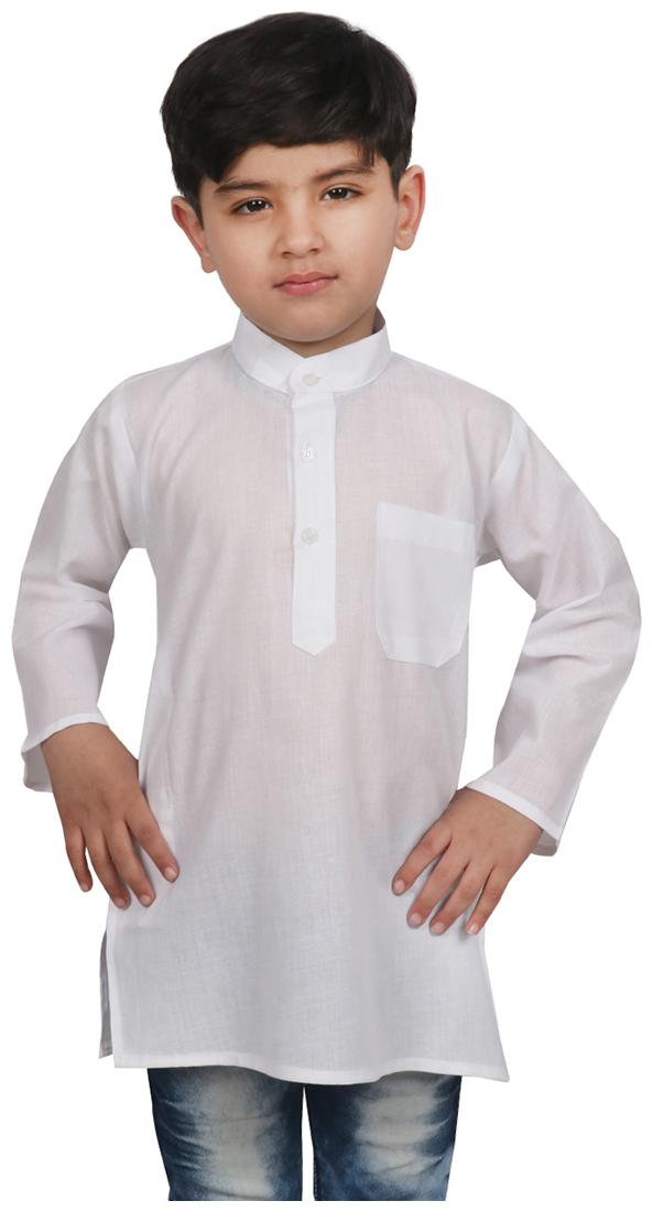 

SG YUVRAJ Boy Cotton Solid Kurta - White