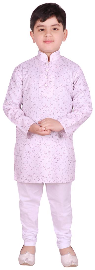 

SG YUVRAJ Boy Cotton Printed Kurta pyjama set - Pink White