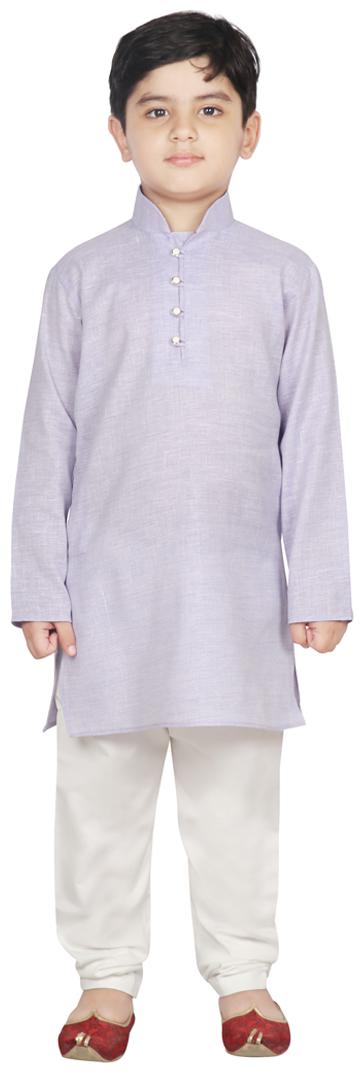 

SG YUVRAJ Boy Cotton Solid Kurta pyjama set - Blue White