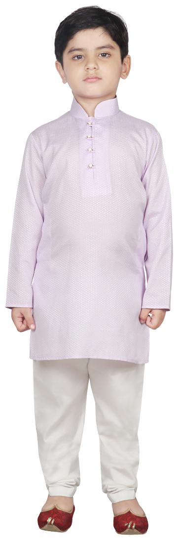 

SG YUVRAJ Boy Cotton Solid Kurta pyjama set - Pink White