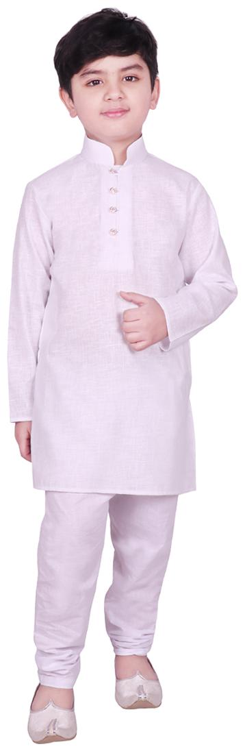 

SG YUVRAJ Boy Cotton blend Solid Kurta pyjama set - White