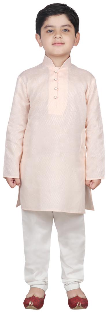 

SG YUVRAJ Boy Cotton Solid Kurta pyjama set - Orange White