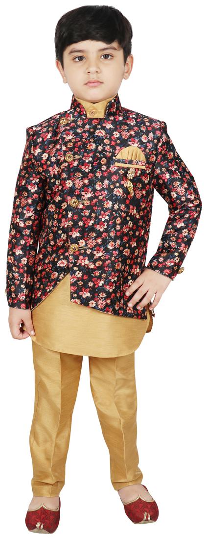 

SG YUVRAJ Boy Art silk Floral Kurta pyjama set - Multi