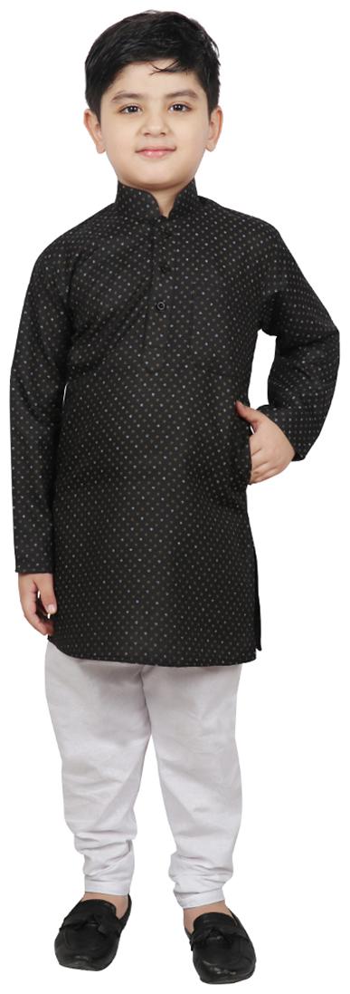

SG YUVRAJ Boy Cotton Printed Kurta pyjama set - Black White