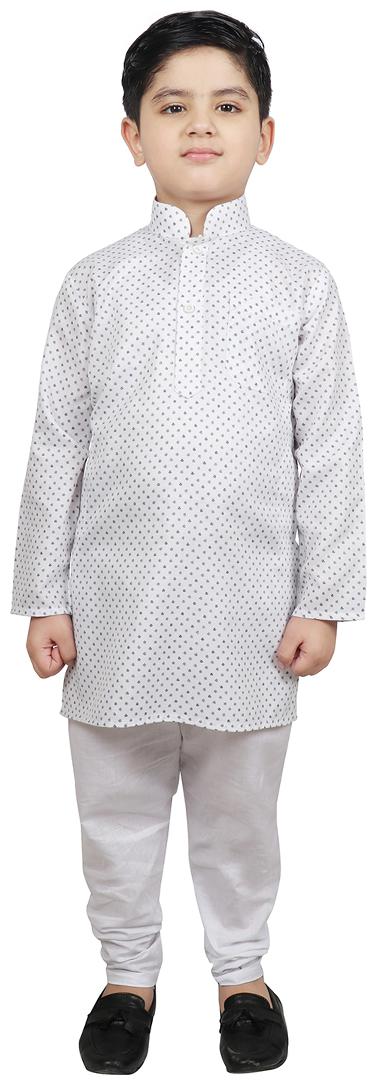 

SG YUVRAJ Boy Cotton Printed Kurta pyjama set - White