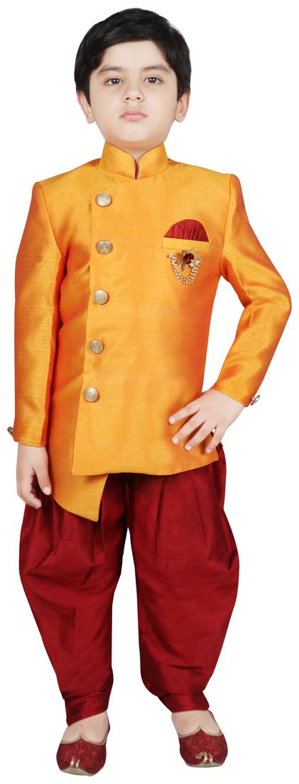 

SG YUVRAJ Boy Polyester Solid Sherwani - Yellow