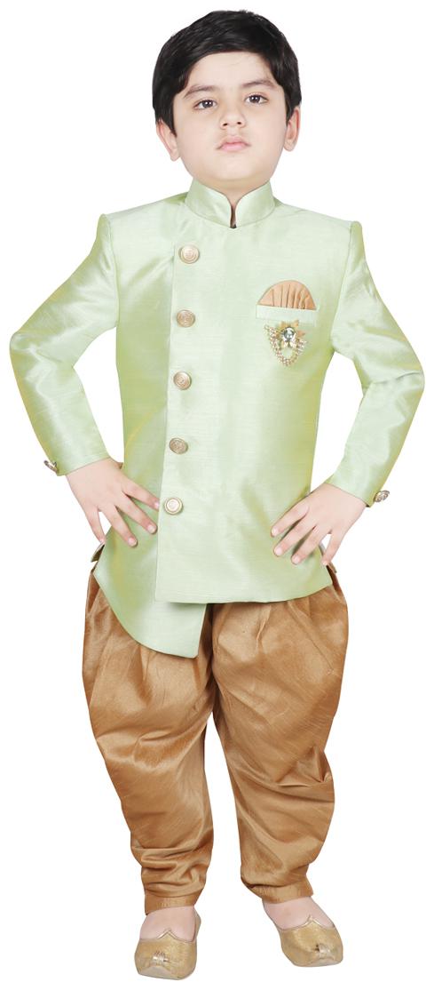 

SG YUVRAJ Boy Polyester Solid Sherwani - Green