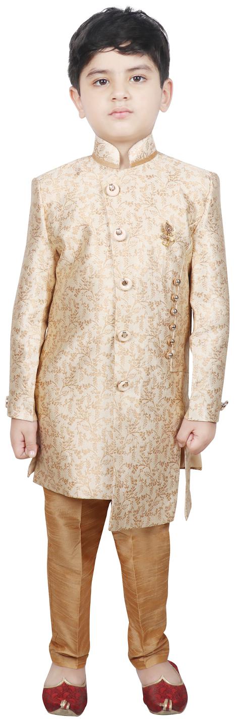 

SG YUVRAJ Boy Polyester Solid Sherwani - Gold