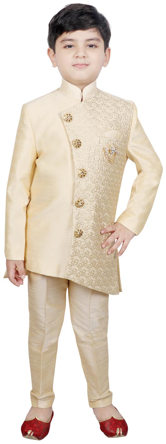 

SG YUVRAJ Boy Polyester Solid Sherwani - Yellow