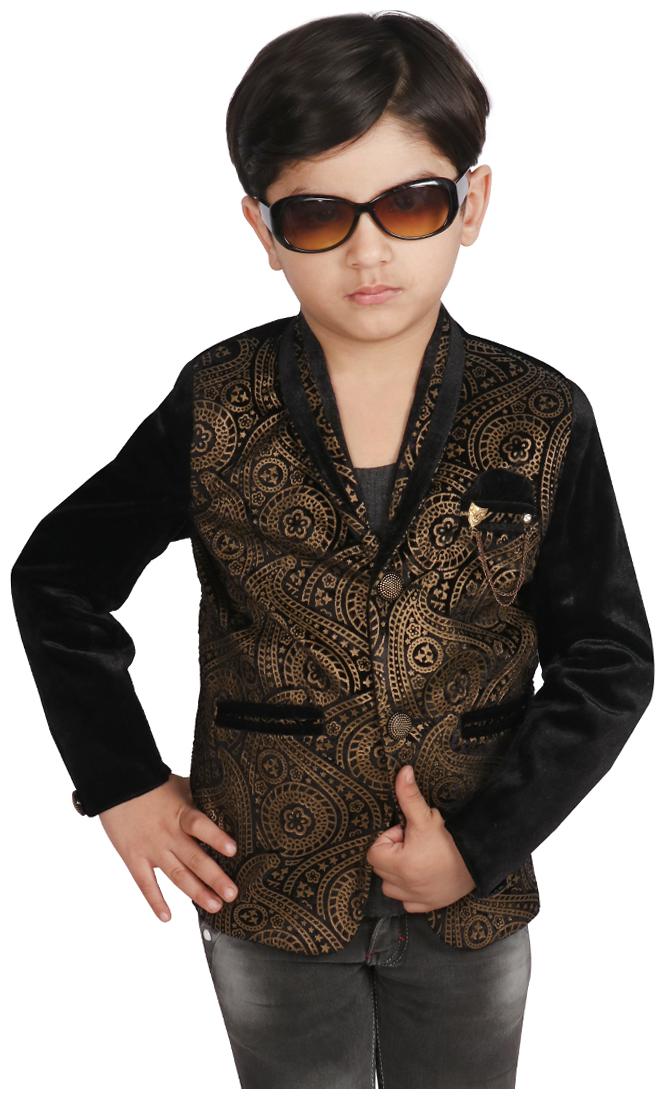 

SGYUVRAJ Boy Polyester Printed Ethnic jacket - Black