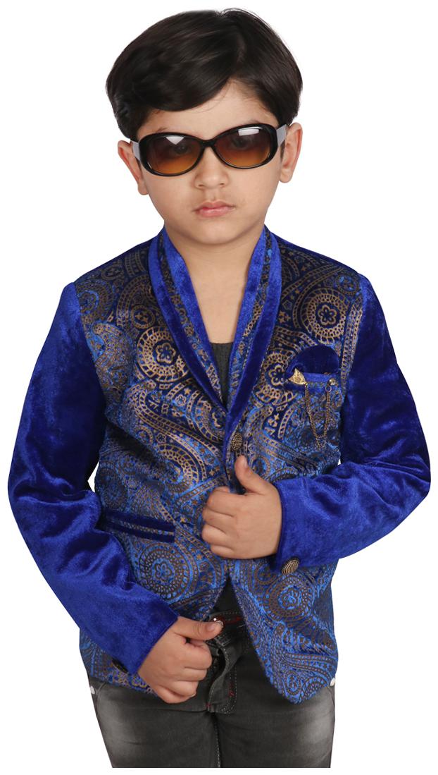 

SGYUVRAJ Boy Polyester Printed Ethnic jacket - Blue