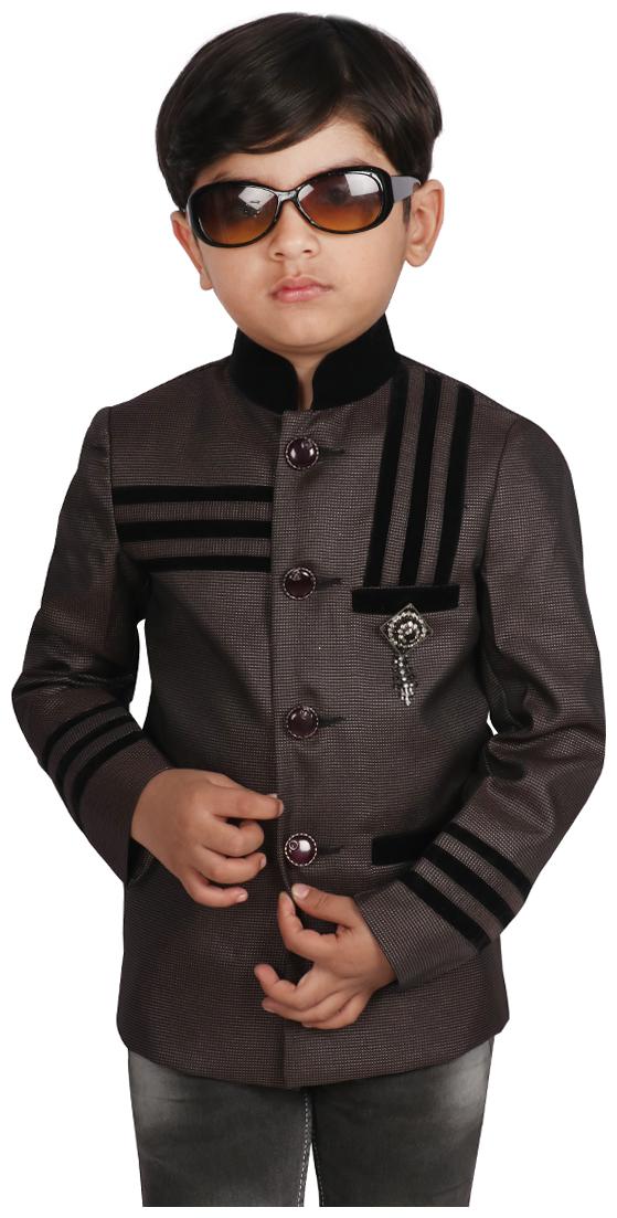 

SGYUVRAJ Boy Polyester Solid Ethnic jacket - Black