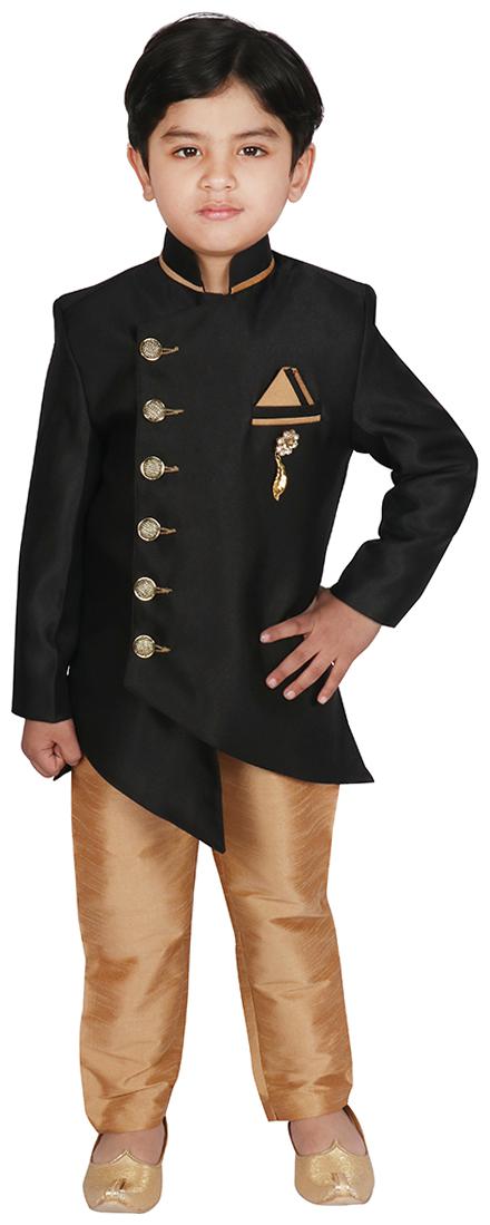 

SGYUVRAJ Boy Polyester Solid Ethnic jacket - Black