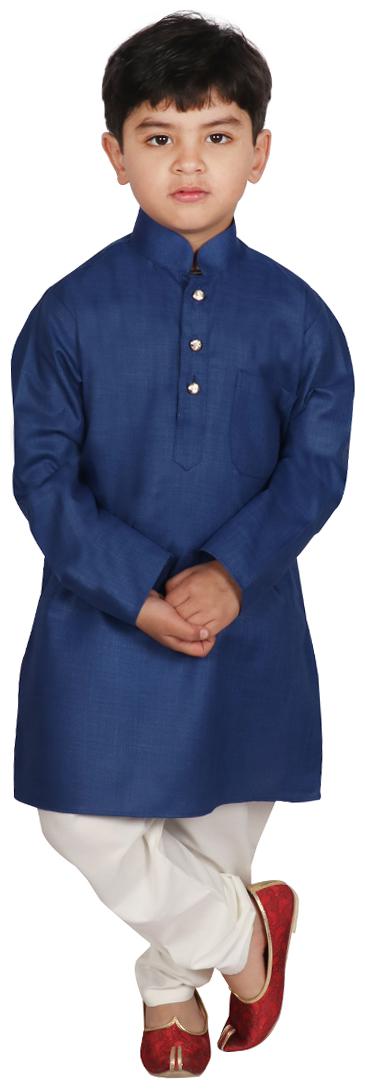 

SGYUVRAJ Boy Cotton blend Solid Kurta pyjama set - Blue