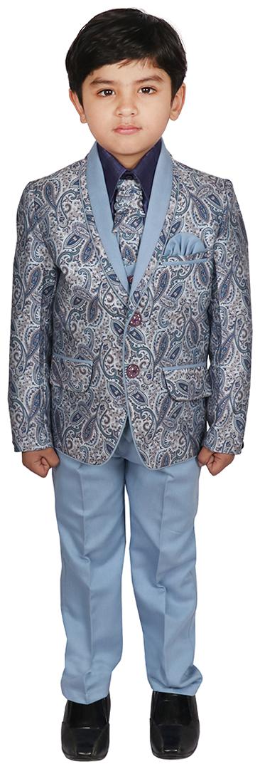 

SGYUVRAJ Boys Blue Partywear Suit