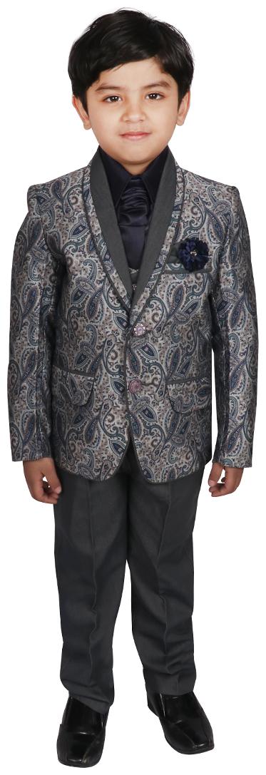 

SGYUVRAJ Boys Grey Partywear Suit