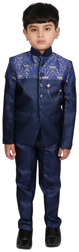 

SGYUVRAJ Boys Blue Partywear Suit