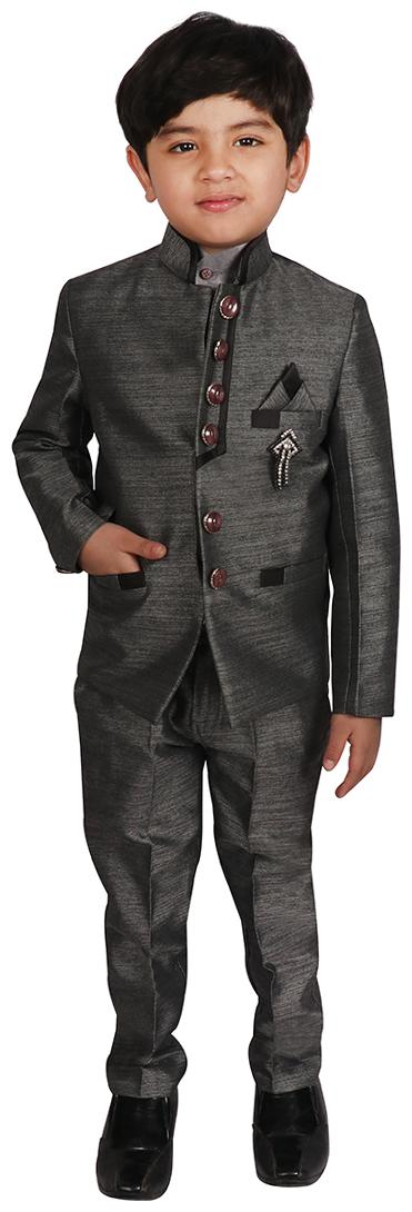 

SGYUVRAJ Boys Grey Partywear Suit