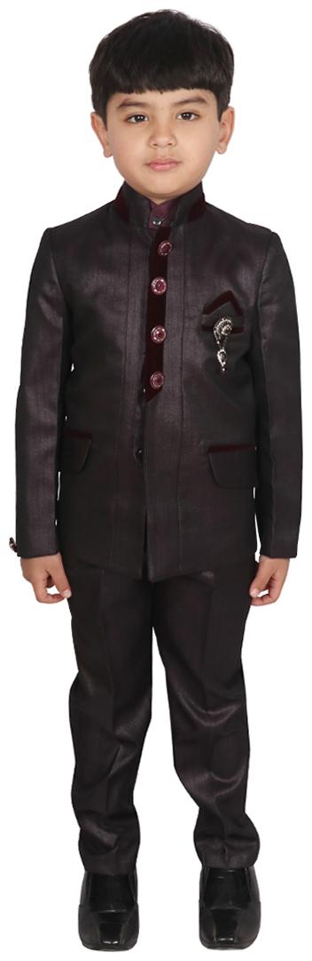 

SGYUVRAJ Boys Maroon Partywear Suit