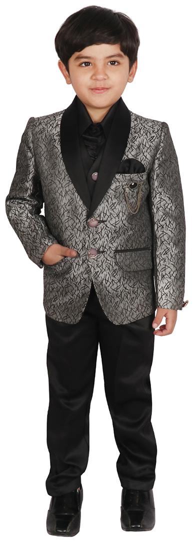

SGYUVRAJ Boys Grey Partywear Suit
