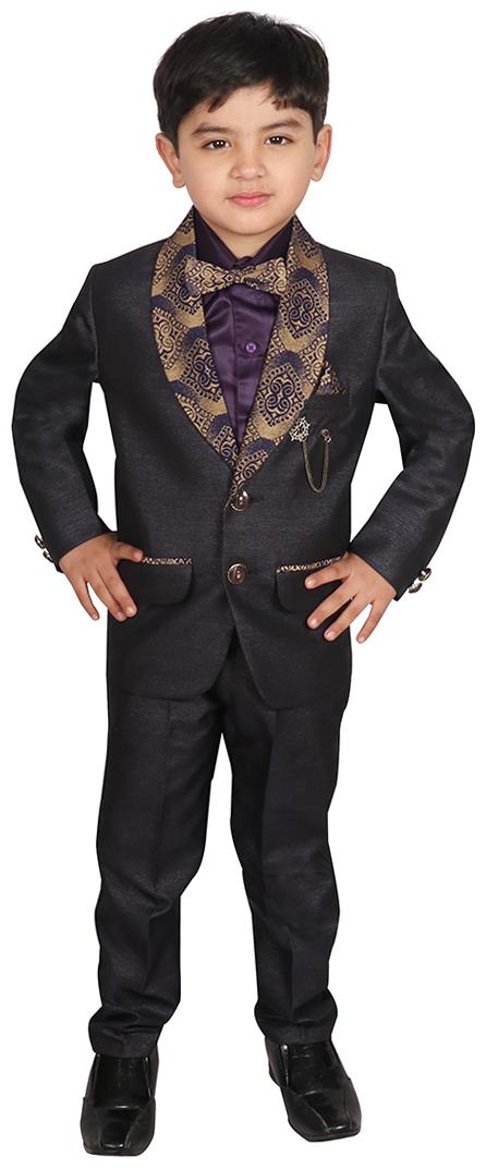 

SGYUVRAJ Boys Black Partywear Suit