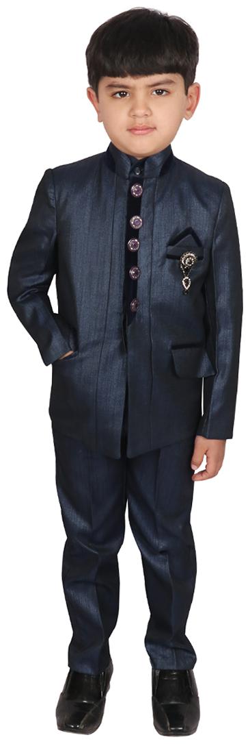 

SGYUVRAJ Boys Blue Partywear Suit