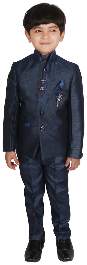

SGYUVRAJ Boys Blue Partywear Suit