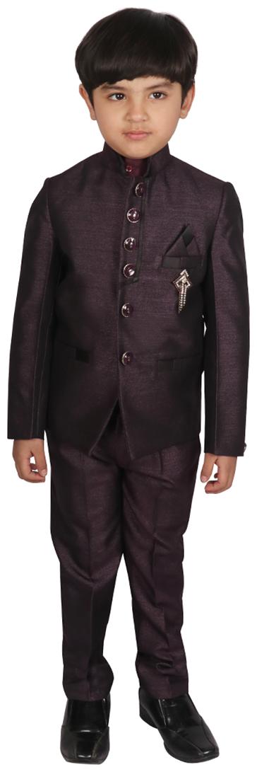 

SGYUVRAJ Boys Maroon Partywear Suit