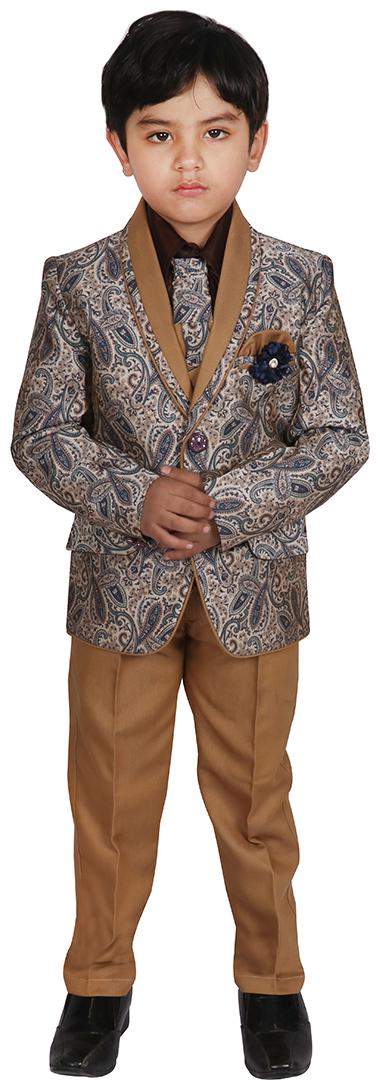 

SGYUVRAJ Boys Gold Partywear Suit