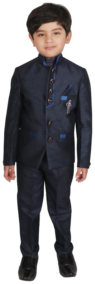 

SGYUVRAJ Boys Blue Partywear Suit