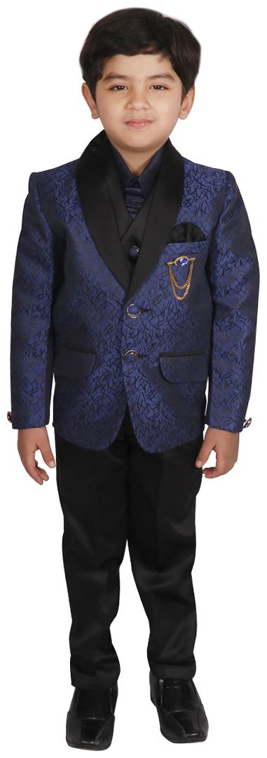 

SGYUVRAJ Boys Blue Partywear Suit
