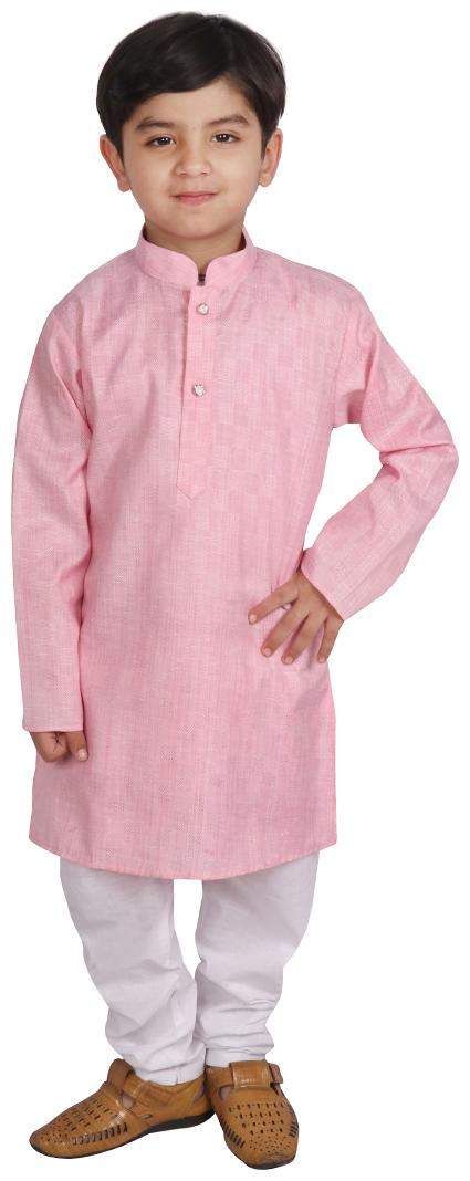 

SGYUVRAJ Boy Cotton Solid Kurta pyjama set - Pink