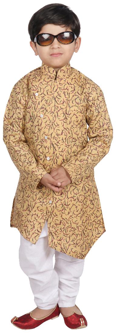 

SGYUVRAJ Boy Cotton Printed Kurta pyjama set - Yellow