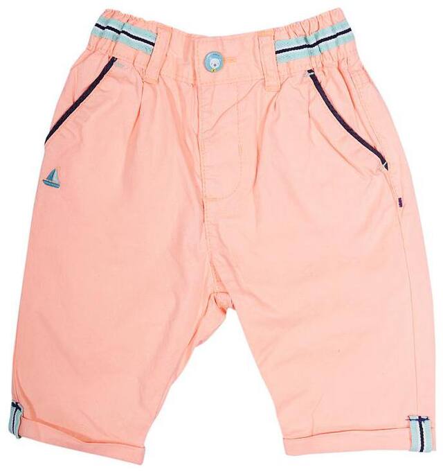 Shishu Unisex Cotton Solid Capri - Orange