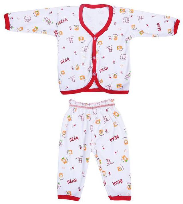 Shishu Unisex Top & bottom set - Red & White