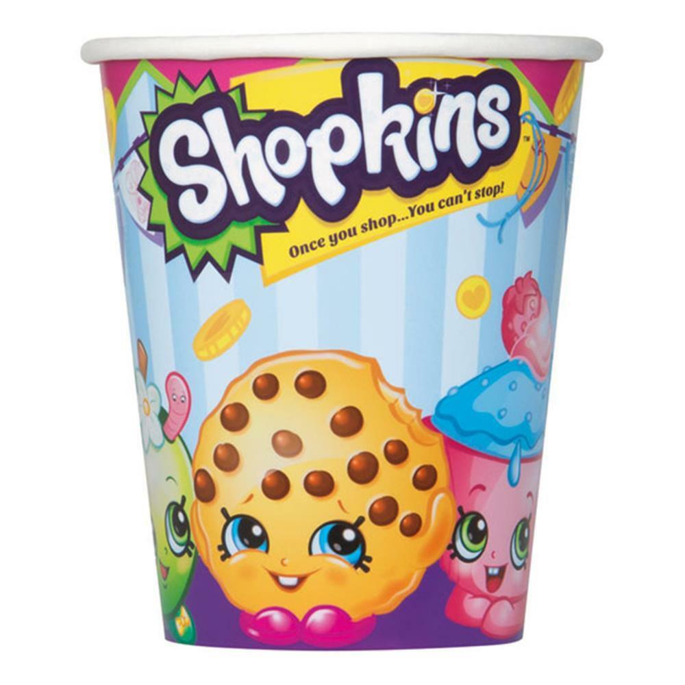 

Shopkins 9 oz Paper Beverage Cups 8 Per Package Birthday Party Supplies NEW