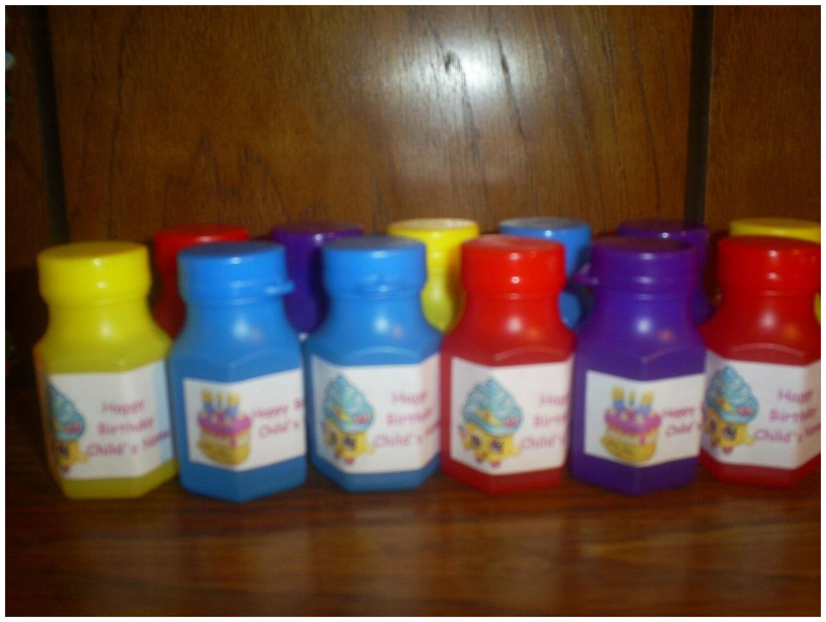 

SHOPKINS Personalized Birthday Party Favors pack of 12 Bubbles