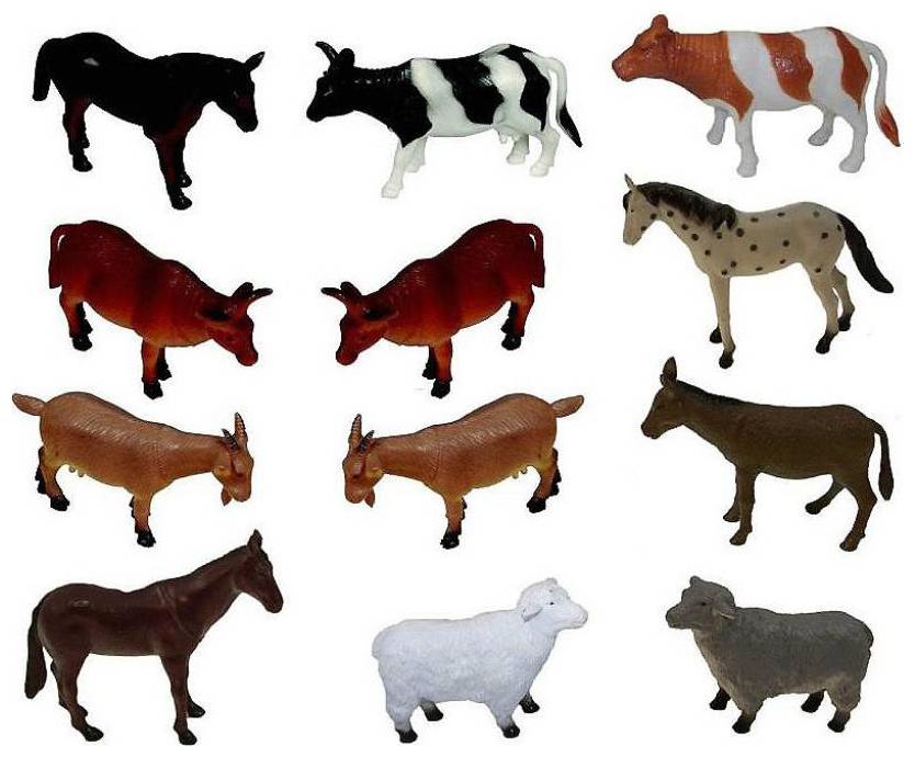 

Shree Krishna Handicrafts And Gallery Farm Animals Toys for Kids Pack of 12 (Multi-color)