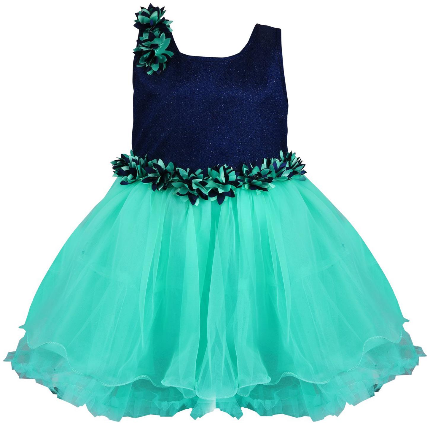 

Silver Kraft Baby girl Net Solid Princess frock - Blue